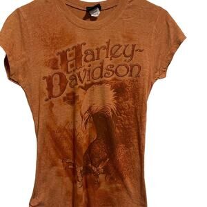 Harley Davidson orange womens salina kansas eagle size m tshirt